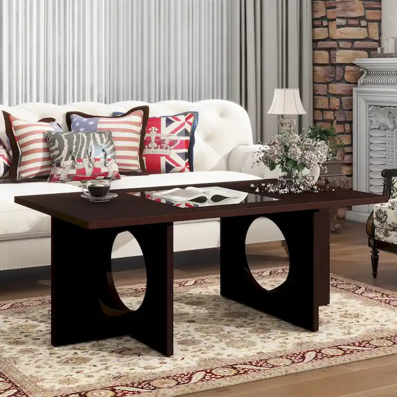 Table basse rectangulaire 47 avec étagère en verre trempé