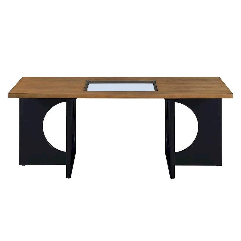 Table basse rectangulaire 47 avec étagère en verre trempé