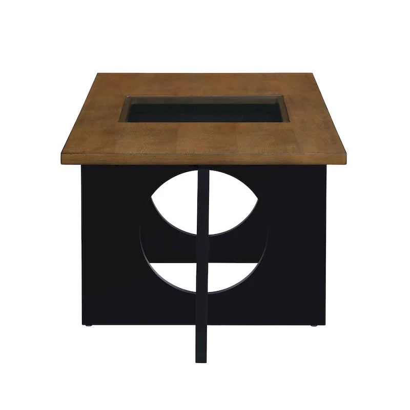 Table basse rectangulaire 47 avec étagère en verre trempé