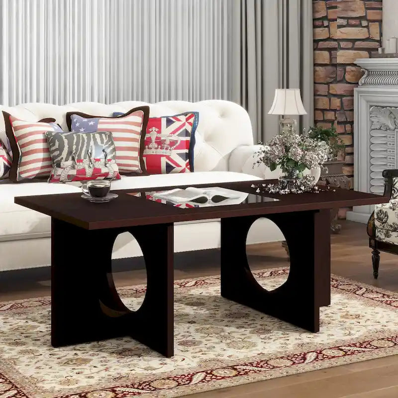 Table basse rectangulaire 47 avec étagère en verre trempé