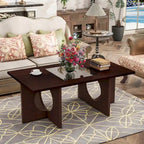 Table basse rectangulaire 47 avec étagère en verre trempé