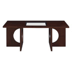 Table basse rectangulaire 47 avec étagère en verre trempé