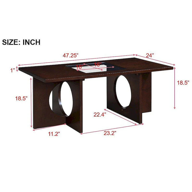 Table basse rectangulaire 47 avec étagère en verre trempé