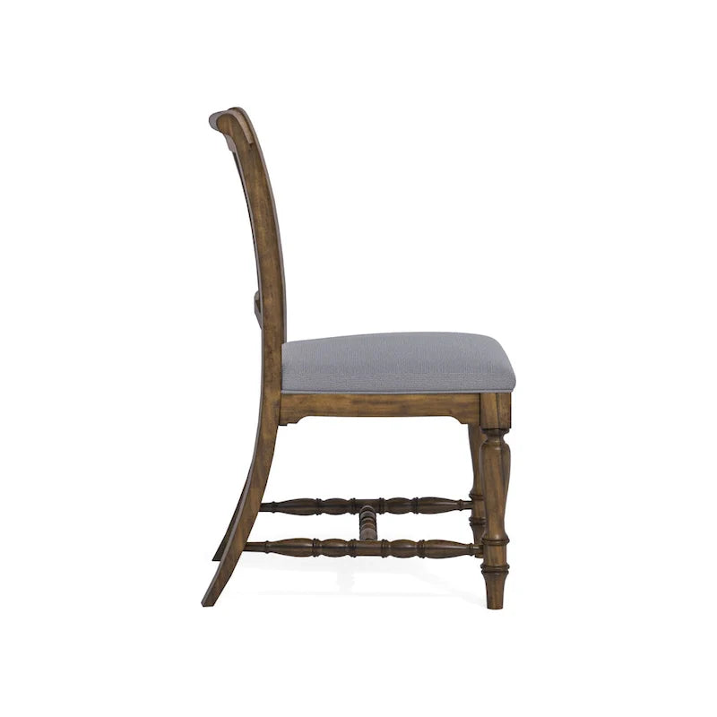 Chaise de salle à manger capitonnée en bois gris - 22 x 40 x 26