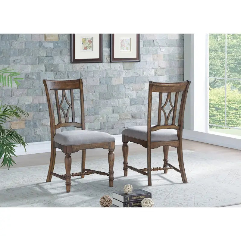 Chaise de salle à manger capitonnée en bois gris - 22 x 40 x 26