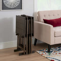Ensemble de 4 tables pliantes avec support de rangement – Gris