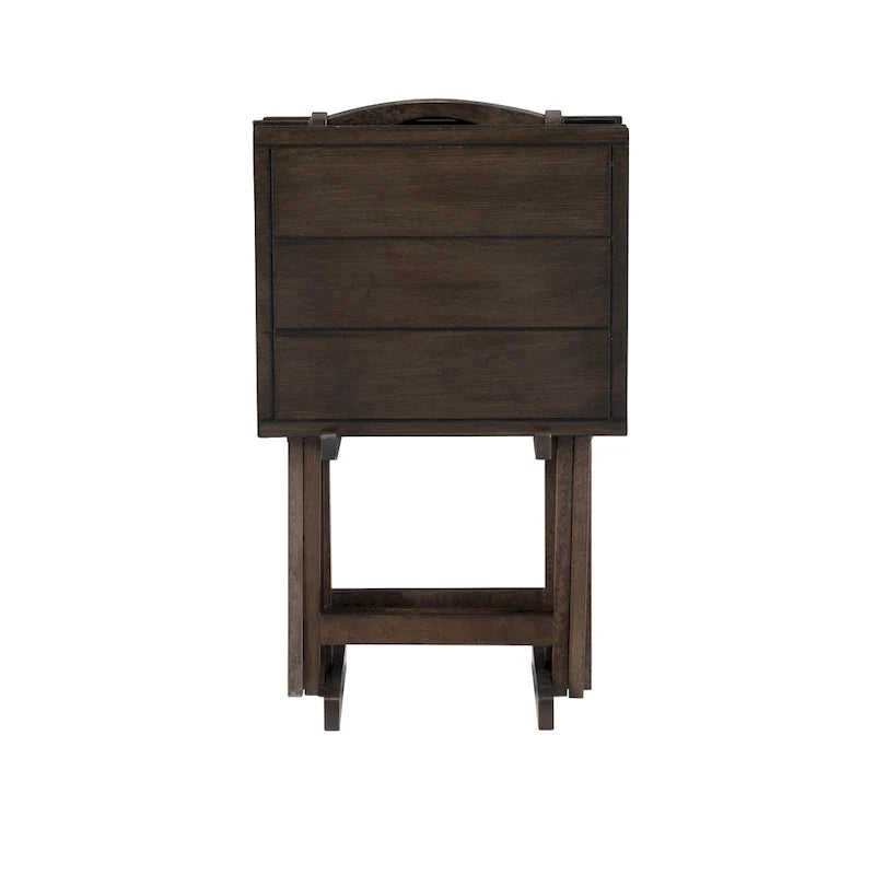 Ensemble de 4 tables pliantes avec support de rangement – Gris