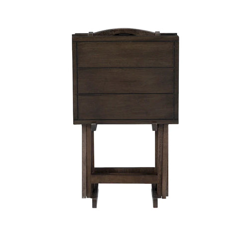 Ensemble de 4 tables pliantes avec support de rangement – Gris