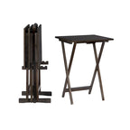 Ensemble de 4 tables pliantes avec support de rangement – Gris