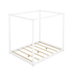 Lit plateforme bas à baldaquin en pin et MDF – Grand lit/Très grand lit