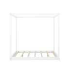 Lit plateforme bas à baldaquin en pin et MDF – Grand lit/Très grand lit