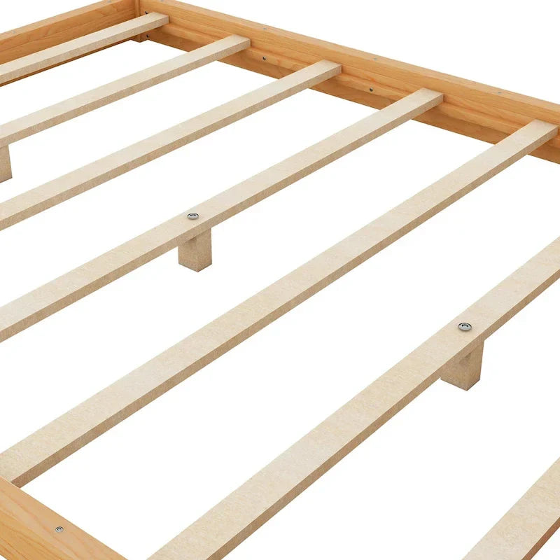 Lit plateforme bas à baldaquin en pin et MDF – Grand lit/Très grand lit