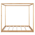Lit plateforme bas à baldaquin en pin et MDF – Grand lit/Très grand lit