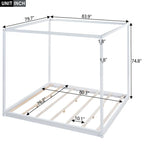 Lit plateforme bas à baldaquin en pin et MDF – Grand lit/Très grand lit