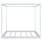 Lit plateforme bas à baldaquin en pin et MDF – Grand lit/Très grand lit