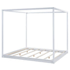 Lit plateforme bas à baldaquin en pin et MDF – Grand lit/Très grand lit