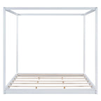 Lit plateforme bas à baldaquin en pin et MDF – Grand lit/Très grand lit