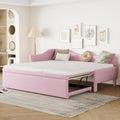 Lit de repos capitonné en L pour lit double avec lit gigogne escamotable – Rose