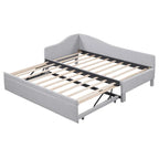 Lit de repos capitonné en L pour lit double avec lit gigogne escamotable – Rose