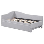 Lit de repos capitonné en L pour lit double avec lit gigogne escamotable – Rose