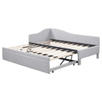 Lit de repos capitonné en L pour lit double avec lit gigogne escamotable – Rose