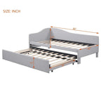 Lit de repos capitonné en L pour lit double avec lit gigogne escamotable – Rose
