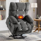Fauteuil inclinable releveur avec chaleur, massage et chargement USB – Bleu