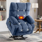 Fauteuil inclinable releveur avec chaleur, massage et chargement USB – Bleu