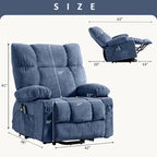 Fauteuil inclinable releveur avec chaleur, massage et chargement USB – Bleu