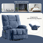Fauteuil inclinable releveur avec chaleur, massage et chargement USB – Bleu