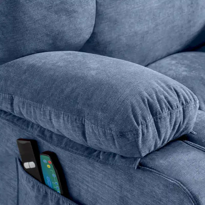 Fauteuil inclinable releveur avec chaleur, massage et chargement USB – Bleu