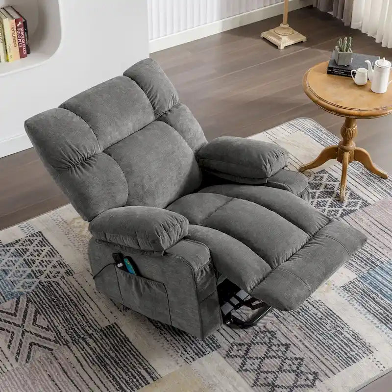 Fauteuil inclinable releveur avec chaleur, massage et chargement USB – Bleu