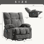 Fauteuil inclinable releveur avec chaleur, massage et chargement USB – Bleu