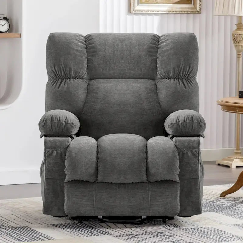 Fauteuil inclinable releveur avec chaleur, massage et chargement USB – Bleu