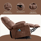 Fauteuil inclinable releveur avec chaleur, massage et chargement USB – Bleu