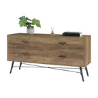 Commode horizontale à 4 tiroirs au fini noyer rustique