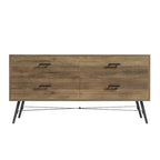 Commode horizontale à 4 tiroirs au fini noyer rustique