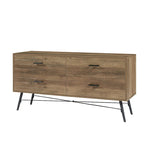 Commode horizontale à 4 tiroirs au fini noyer rustique
