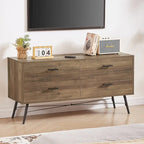 Commode horizontale à 4 tiroirs au fini noyer rustique