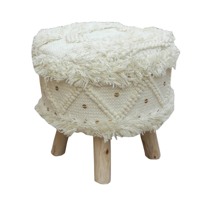 Tabouret en tissu Bohème avec base en bois d'eucalyptus