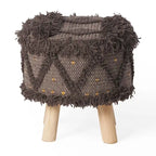 Tabouret en tissu Bohème avec base en bois d'eucalyptus
