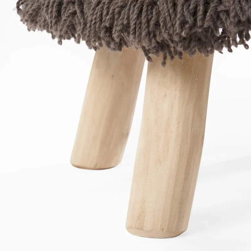 Tabouret en tissu Bohème avec base en bois d'eucalyptus