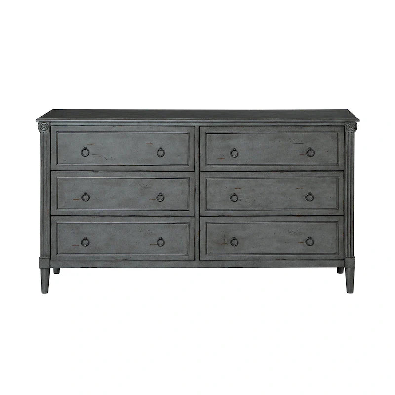 Commode double traditionnelle à 6 tiroirs de 152 cm de large