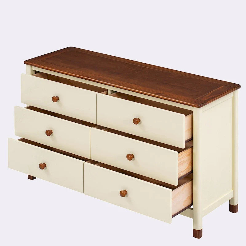 Commode de rangement à 6 tiroirs au fini patiné