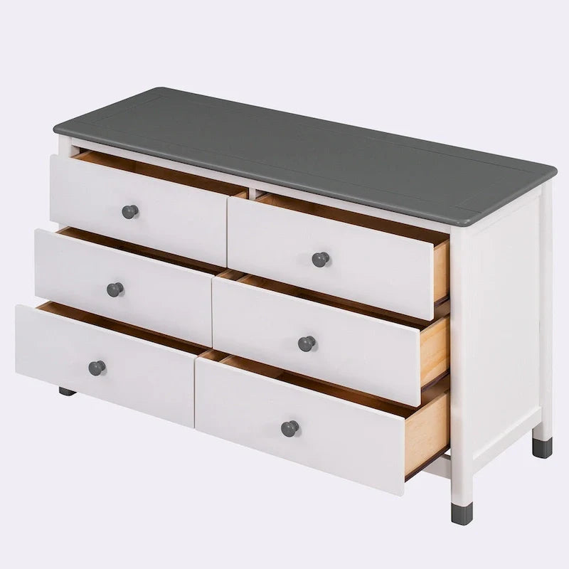 Commode de rangement à 6 tiroirs au fini patiné
