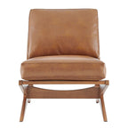 Fauteuil d'appoint style Mid-Century – Cadre en bois d'ingénierie + Tissu en polyester