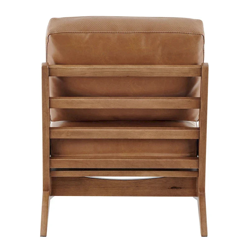 Fauteuil d'appoint style Mid-Century – Cadre en bois d'ingénierie + Tissu en polyester