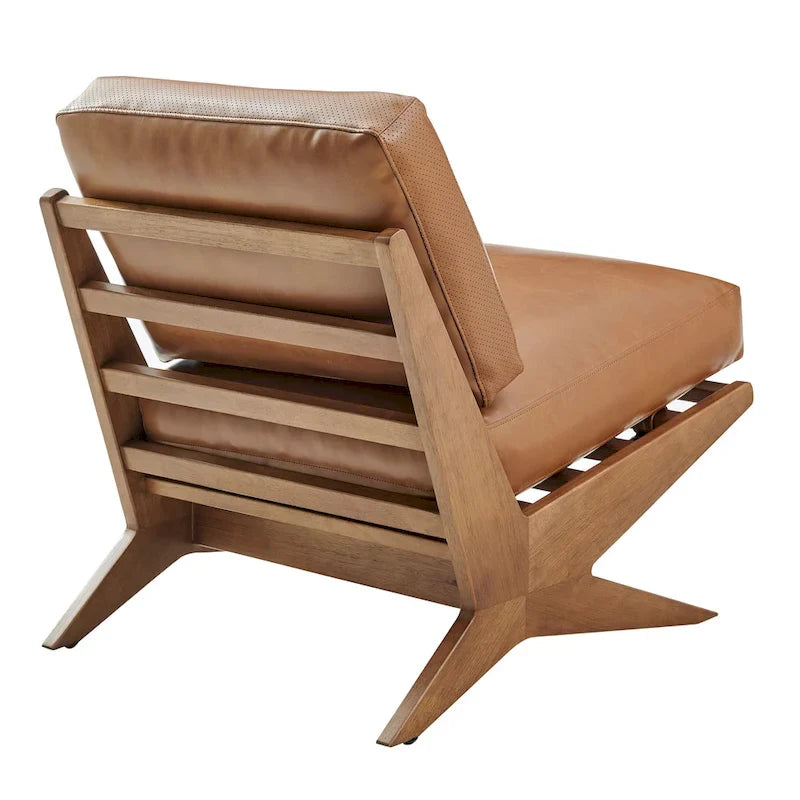 Fauteuil d'appoint style Mid-Century – Cadre en bois d'ingénierie + Tissu en polyester