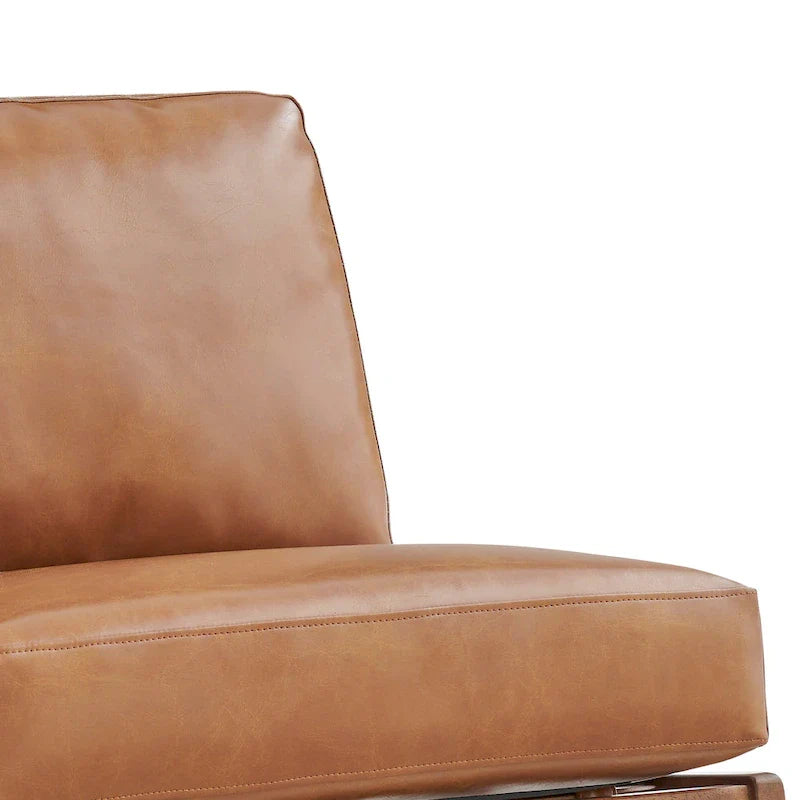 Fauteuil d'appoint style Mid-Century – Cadre en bois d'ingénierie + Tissu en polyester