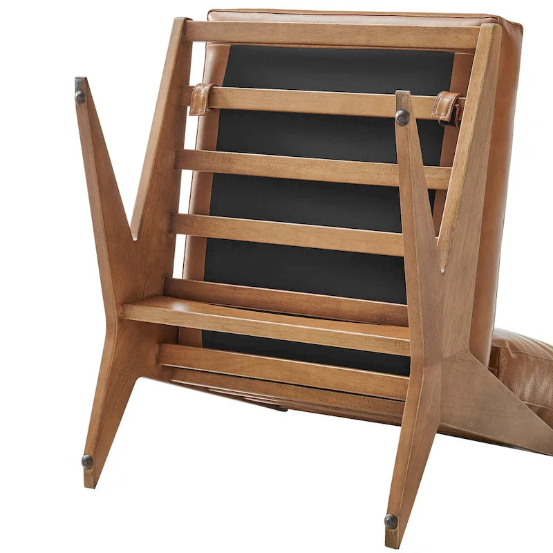 Fauteuil d'appoint style Mid-Century – Cadre en bois d'ingénierie + Tissu en polyester
